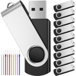 USB Flash Drive 4GB Pendrive 10 Units – Portable 10 Pieces 4 GB Pen Drives Black Practical USB 2.0 Key – Cheap Storage Drive Flash Drives Gift for Family with Ropes FEBNISCTE