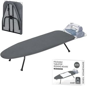 ZOES HOMEWARE Metal Mesh Panel Tabletop Ironing Board | Foldable Iron Board | Heavy Duty Small Iron Board with Heat Resistant Cover and 100% Cotton 8mm Thicken Pad | 31.5"x11.8"x6.2"