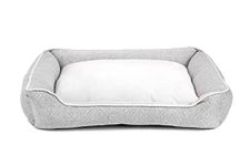 PAWPOURRI Ultra Soft Grey Bolster Pet Bed for Larger Sized Dogs and Cats | Cuddler Bed | PolyFibre Filling | 100% Cotton | Washable Cover (L-XL Size, 38 x 30 in)