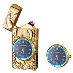 RSBYE Watch Lighetr,Electric Lighter,Dual Arc Plasma Lighter,USB Lighter Rechargeable with Battery Display,Cool Lighter with Clock & Flashlight,Unique Gift for Men and Women (Dolphin Gold)