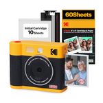 KODAK Mini Shot 4 ERA 4PASS 2-in-1 Instant Camera and Photo Printer (4x4) (Camera + 68 Sheets (8 Initial Sheets + 60 Sheets Pack), Yellow)