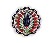 Decorative Trivet Pot Holder,Kitchen Counter top Hot Pad,7" /18cm Ceramic Trivet Heat Resistant. (Red Tulipans)