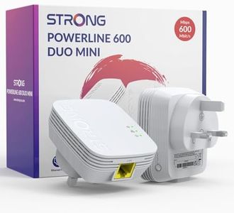 STRONG AV600 Powerline Adapter Kit, HomePlug AV2 Powerline Ethernet Extender, Plug & Play, One-Button Security, Power Saving Mode, 300 Meters Range, 100Mbps LAN Ports, Ideal for TV, PC, Gaming Console