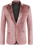 COOFANDY Men's Velvet Suit Fitted Prom Jacket Pink Velvet Tuxedo Jackets (Pink XXXL)