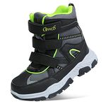 Boys&Girls Snow Boots Winter Waterproof Boots Kids Walking Boots Hiking Shoes Warm Lightweight for Camping Daily Use Size 6 UK, Black Green