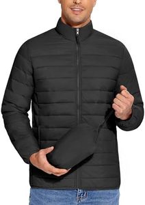 COOFANDY Mens Black Puffer Jacket Packable Lightweight Jackets Winter Coat Windproof Zipper Down Jacket