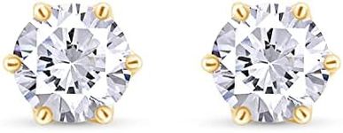 SAVEARTH DIAMONDS Moissanite Stud Earrings 2ct G H I Color 925 Sterling Silver Gold Plated Ear Studs for Women, Metal, Moissanite