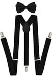 trilece Mens Bow Tie and Suspenders Set - Adjustable Wedding Tuxedo Formal Dress Suspenders for Men and Bowtie Strong Clips (1, Black)