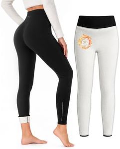 Leapstride Fleece Lined Leggings Women - No Front Seam Thermal Winter Pant