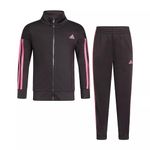 adidas Girls Zip Front Classic Tricot Jacket and Joggers Set, Black/Light Pink, 4, Black/Light Pink, 4