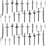 Windspeed Sword Bookmark 40 Pcs, Silver Antique Swords Bookmark for Men Ancient Sword Pens Set for Book Lovers DIY Craft Supplies（Black）