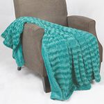 Home Soft Things Garret Faux Fur Throw Blanket, 50" x 60" Porcelain Green