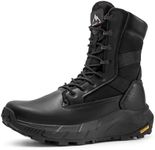 NORTIV 8 Men's Breathable Tactical Military Work Boots Side Zipper Leather Lightweight Hiking Motorcycle Combat Boots 8 Inches,Size 10.5,BLACK,SNMT242M