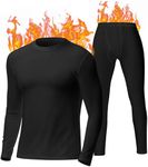 SIHOHAN Mens Thermal Underwear Set, Fleece-lined Thermal Bottoms for Men, Warm Base Layer for Home Leisure, Winter Activities, Skiing, Hiking, Running (Black, M)