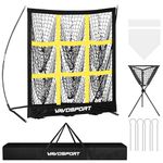 9 Hole Softball Baseball Pitching Net Set, Portable Softball & Baseball Pitching Machine, Ball Caddy, Softball Base Baseball Accessories, Baseball Training Equipment for Youth Practice Game