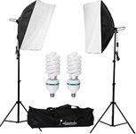 Abeststudio 2x 135W Continuous Lighting Kit 20"x28"/50x70cm Softbox Soft Box Photo Studio Set Light Bulbs Lamp 5500K Photography E27 Socket Softboxes UK Plug