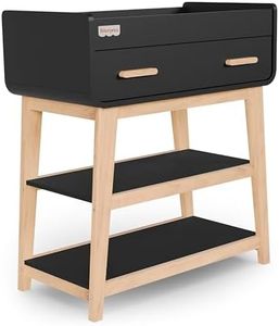 Fisher-Price Iris/Siesta Changing Table by Dream On Me, Matte Black Vintage Oak, JPMA & Greenguard Gold Certified, with a Bottom Closed Drawer and Two Open Shelves for Storage