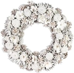 Christmas Wreath Extra Large 19" Front Door Wall Hanging Winter Wreath Garland Ornament (White)