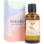 Nikura Neroli (Indian) Essential Oil - 50ml | 100% Pure Natural Oils | Perfect for Aromatherapy, Diffusers, Soap Making, Candle Making | Great for Skin, Headache Relief | Vegan & UK Made