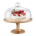 YuuHeeER Cake Stand With Glass Dome Tall Plate Base And Lid Salad Snack Small