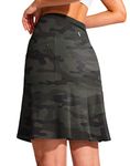 SANTINY 19" Golf Skorts Skirts for Women Zipper Pockets Knee Length Skort Women's High Waist Athletic Tennis Skirt, Green Camo, Medium