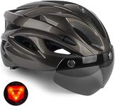 FASTPED Helmet with LED Safety Rear Light Detachable Magnetic Cycling Helmet (Black) Bicycle Helmet for Adult Men Women Bicycle Helmet with Detachable Visor & LED Rear Light Road & Mountain Bike