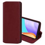 32nd Classic Series 2.0 - Real Leather Book Wallet Case Cover for Motorola Moto G Pure (2021), Real Leather Design with Card Slot, Magnetic Closure and Built in Stand - Burgundy