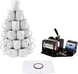 Mug Heat Press Machine with 72 White Blank Sublimation Mugs 11oz Design Transfer Printer Kit