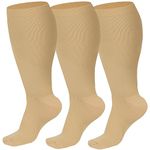 Evolyline Wide Calf Compression Socks for Women Medical, Plus Size Compression Socks Men Knee High, Flight Socks Support Socks for Women Compression Stockings for Large Calves Flying Nursing