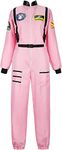 jutrisujo Astronaut Costume Women Adult Space Suit Dress up Costume Spaceman Cosplay Halloween Pink L