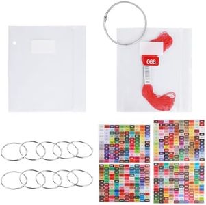 Hamtery 500 Pcs Embroidery Floss Organizer Bags with 10 Rings & Color Number Stickers (Not Pre-Applied), Thickened Cross Stitch Thread Storage System, Easy-Open Bottom Hole Design