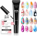 Makartt Blooming Gel & 3D Gel Nail Art Kit: Clear DIY Nail Art Supplies for Watercolor Marble Spreading Effect & 3D Drawing Molding Sculpture Gems and Decoration, UV LED Soak Off 15ml