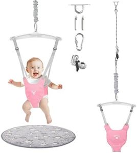Baby Jumper with a Ceiling Hook for Infant & Toddlers, Kids Door Jumper with Adjustable Chain, Protable Baby Jumpers and Bouncers for Indoor/Outdoor, Baby Doorway Jumper with Soft Rug
