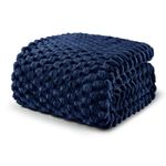 Exclusivo Mezcla King Size Flannel Fleece Blanket, 230x265 CM Stylish Jacquard Velvet Plush Blanket for Bed, Cozy, Warm, Lightweight and Decorative Navy Blue Blanket