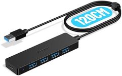 Aceele USB Hub 4 Port USB 3.0 Splitter for Laptop/Desktop Mini PC, Multi USB Port Expander with 4Ft Long Extension Cable, Ultra Slim Data Hub for MacBook Air/Pro, iMac, PS5, Flash Drive, Mobile HDD