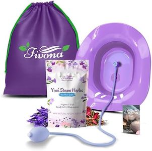 Fivona Yoni Steam Kit 4-in-1 Bundle of Expandable Steaming Seat for Toilet Pump Storage Bag and All Natural Blue Moon Herbal Blend for V-Steam Therapy Cleansing Detox Tightening Fertility Increase