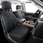 LUCKYMAN CLUB Silverado Seat Covers Full Set with Faux Leather, for 2019-2024 Chevy Silverado GMC Sierra 1500, 2020-2024 Silverado Sierra 2500HD 3500HD Crew Cab(Black)