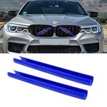 TTCR-II 2PCS Grille Insert Trims Stripe,Front Grille Trim Stripes Cover Compatible with V Brace Covers Grille Cover Guard Accessories for 1 2 3 4 5 6 7 Series,F20 F22 F30 F32 G30 G32 G11 G12(Blue)