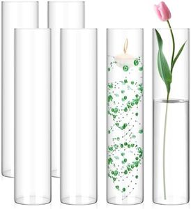 6 Pack Glass Cylinder Vases 16 Inch Tall Clear Flower Vase for Centerpieces, Hurricane Floating Candle Holder Wedding Decorations, Floral Vase Bulk for Table Shelf Party Home Deco (16 x 3.35 Inch)
