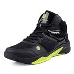 Bacca Bucci® Men's Wager Basketball Shoes with Natural Rubber Sole & Breathable Upper- Black, Size UK6