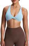 Aoxjox Women's Workout Sports Bras Fitness Satara Low Impact Bra Yoga Crop Tank (Airy Blue, XX-Small)