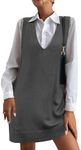 HOTOUCH Women's Chunky Sweater Vests Oversized Knit Pullovers Tops with Drop Pockets V Neck Vest Long (Gray M)