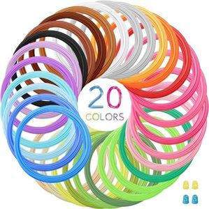 20 Colors 1.75mm 3D Pen PLA Filament Refill, Total 200M Each Color 10M, 20 Bundles & 3D Pen Template Book Ideal for Home Art, Crafts, Doodler to Create - is Great Kids Gifts for Birthday and Christmas