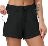 Dragon Fit Workout Lounge Shorts for Women Hiking Active Running Yoga Shorts Comfy Casual Shorts with Pocket (Medium, Black, m)