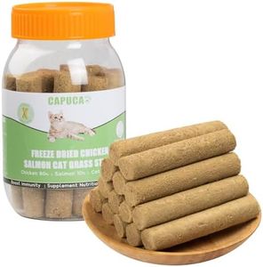 Cat Grass Teething Stick - 80g Natural Freeze Dried Chicken & Salmon Cat Grass Stick Cat Treats Snacks Edible Cat Chew Toys for Boost Immunity Supplement Nutrition