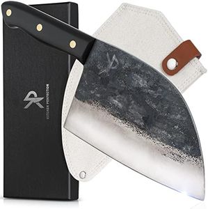 Kitchen perfection Handmade Meat Cleaver Knife for Meat Cutting - Professional 7" Serbian Chef Knife – Made of High Carbon Steel – Hand Sharpen Butcher Knife w/Canvas Sheath, Unique Gifts for Men