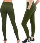 SATINA High Waisted Leggings for Women with Pockets | Women’s Leggings with Pockets | Yoga Pants | Regular & Plus Sizes Olive