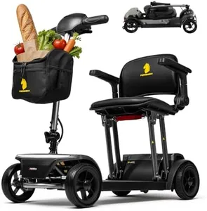 Forcemech PathMate Light Weight Mobility Scooter, Foldable Mobility Scooter with Lithium Battery, Airline Approved, 41 lb Frame, Front and Rear Lights, Detachable Storage Bag (Silver Grey & Black)