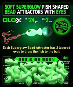 GLO-X 24pcs Fishing Lures Bobbers Soft Plastic Glow Fishing Beads with Eyes, Luminous Glow Attracts Fish Bass Trout Pike Perch Catfish Snapper Salmon in Ice, Freshwater & Saltwater Fishing Accessories