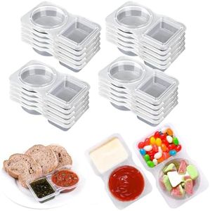 ZenQeek Snack Containers - Reusable 2 Compartment Condiment Containers with Lids for Take Out Sauce, Portion Control, Candies, Cookies